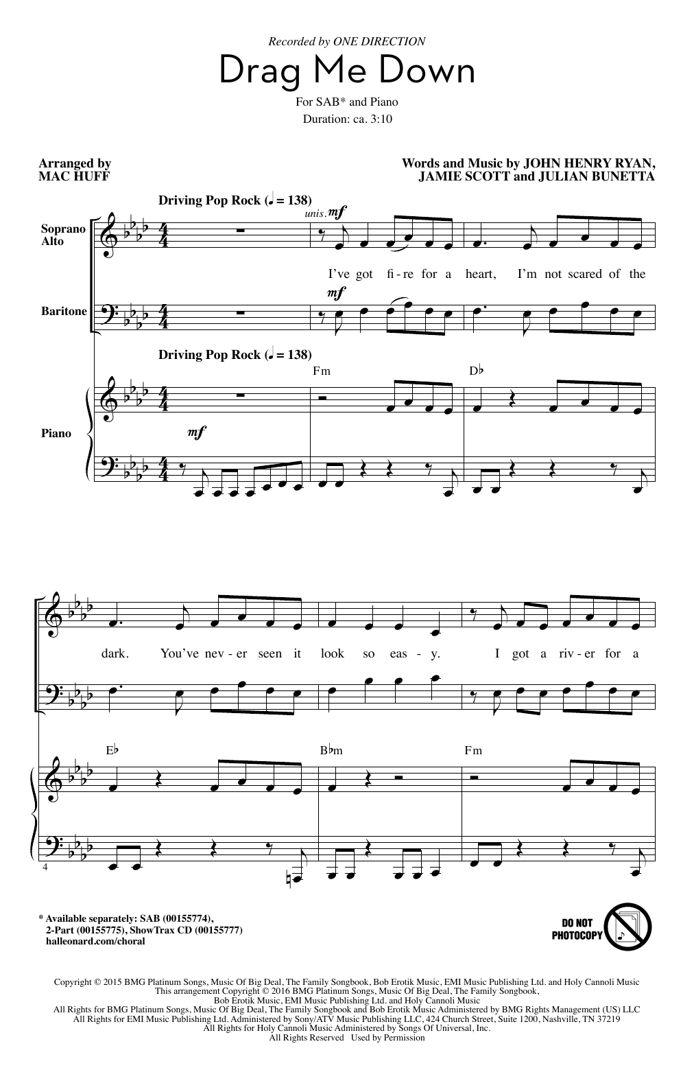 Product picture to: Drag Me Down (arr. Mac Huff)