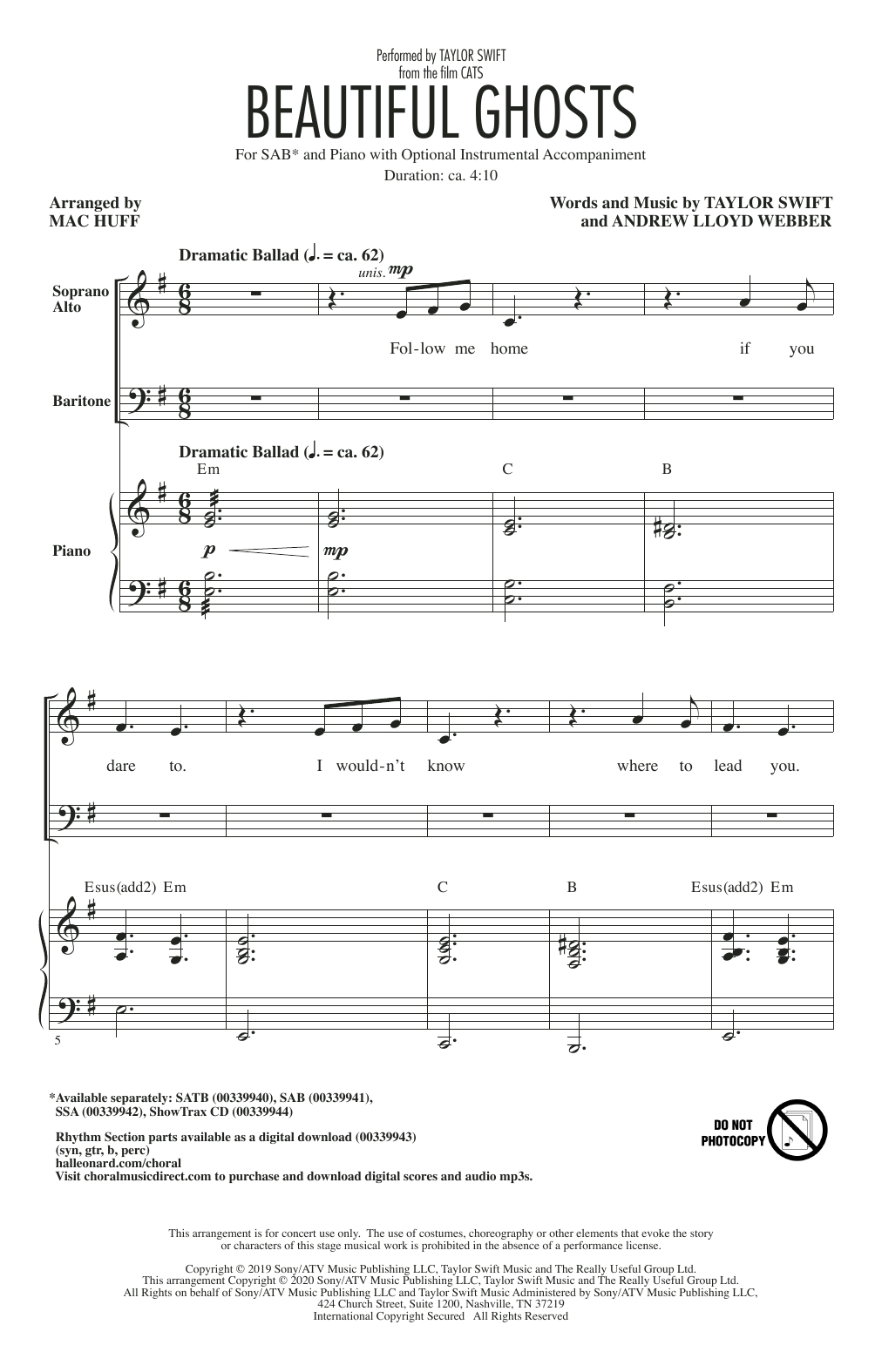 Produktbild zu: Beautiful Ghosts (from the Motion Picture Cats) (arr. Mac Huff)