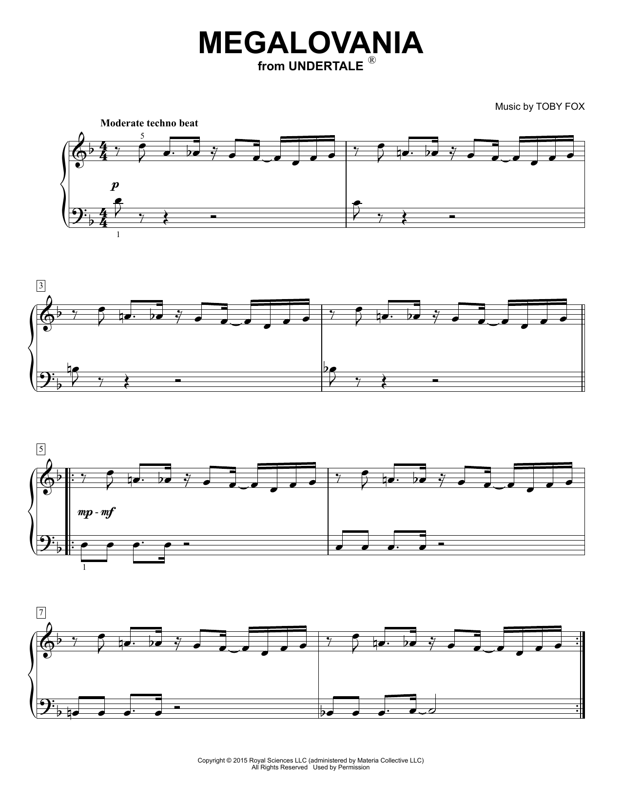 Produktgalerie: Seite 1 von 1 Megalovania (from Undertale), Toby Fox, Klavier