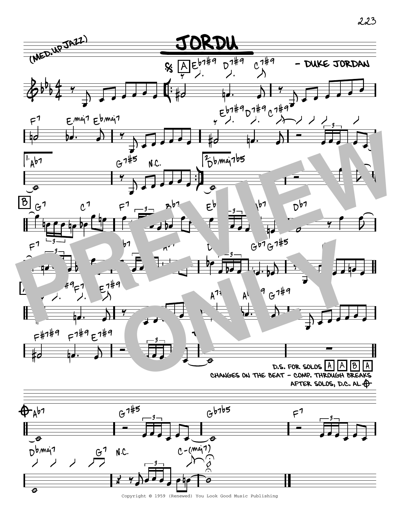 Produktbild zu:  Jordu [Reharmonized version] (arr. Jack Grassel) - Duke Jordan