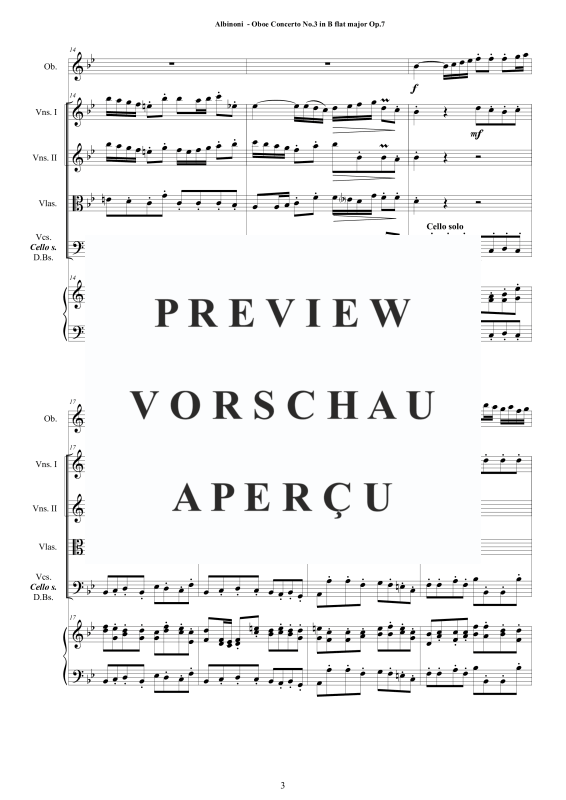 Product gallery: Page 4 of 11 Concerto No.3 in B-Dur Op.7, , Solo Oboe, String Ensemble, and Harpsichord (Bc)