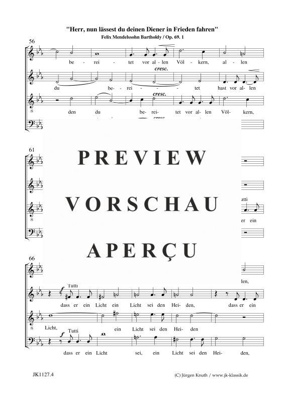 gallery: Herr, nun lässest du deinen Diener in Frieden fahren  op.69.1, , Gemischter Chor