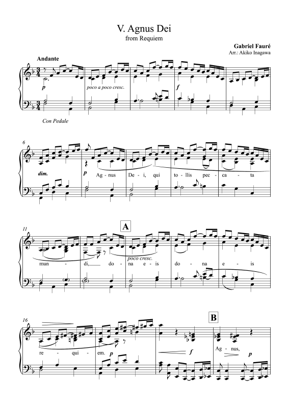 Product picture to: Requiem - V. Agnus DeiGabriel Fauré
