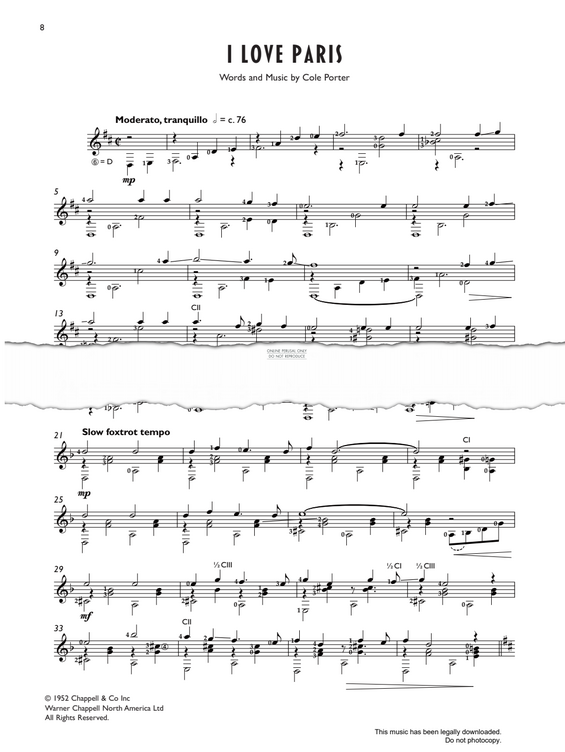 Product gallery: Page 1 of 1 I Love Paris (from "Can-Can"), Cole Porter