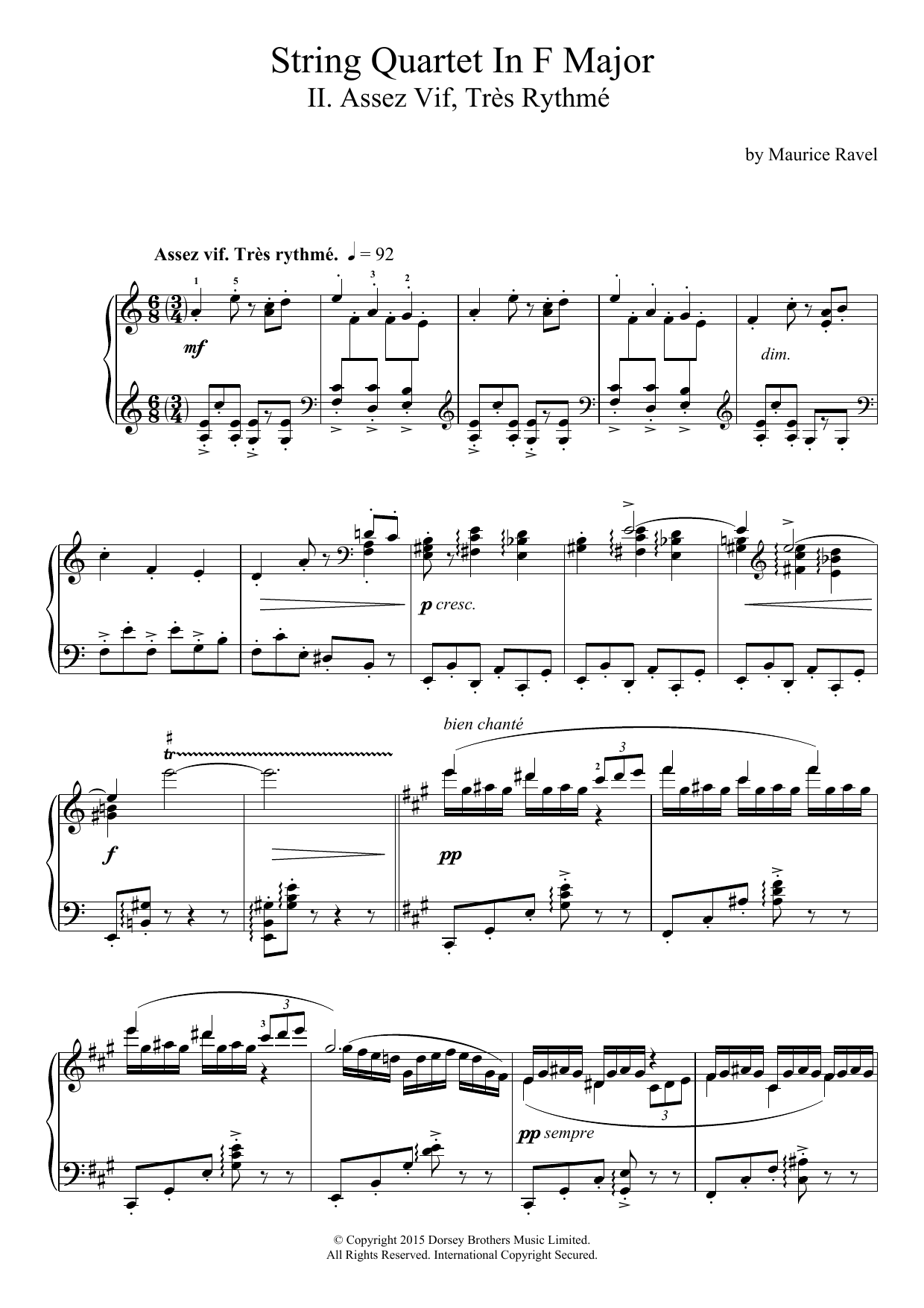 Produktbild zu: String Quartet In F Major - II. Assez Vif, Tres Rythme