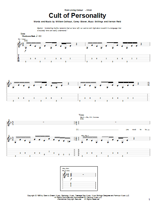 Produktgalerie: Seite 1 von 1 Cult Of Personality, Living Colour, Gitarre