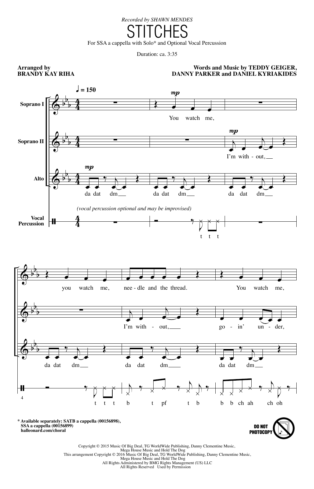 Produktgalerie: Seite 1 von 1 Stitches (arr. Brandy Kay Riha), Shawn Mendes, Chor