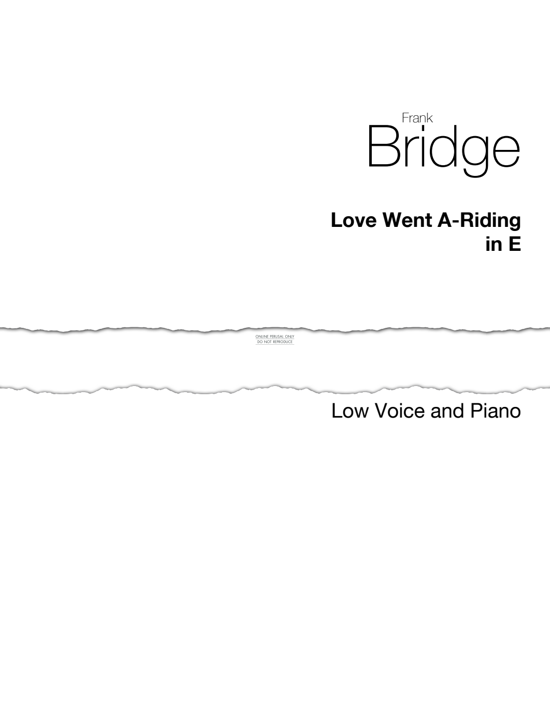 Produktgalerie: Seite 1 von 1 Love Went A-Riding, Frank Bridge, Gesang, Klavier