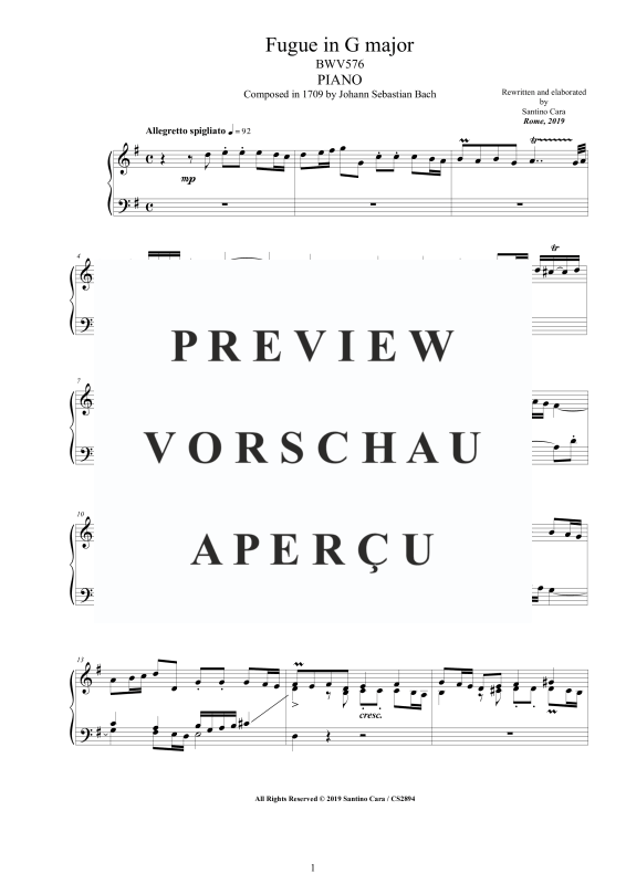 Produktgalerie: Seite 2 von 7 Fuge G-Dur BWV 576, , Klavier Solo