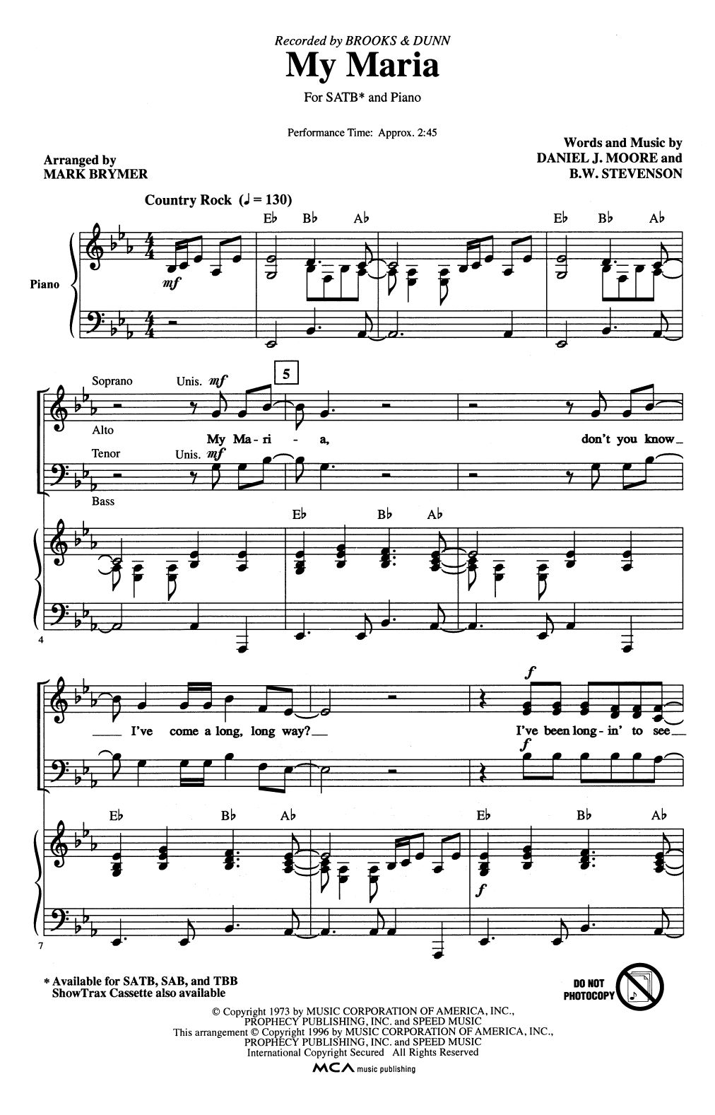 Produktbild zu: My Maria (arr. Mark Brymer)