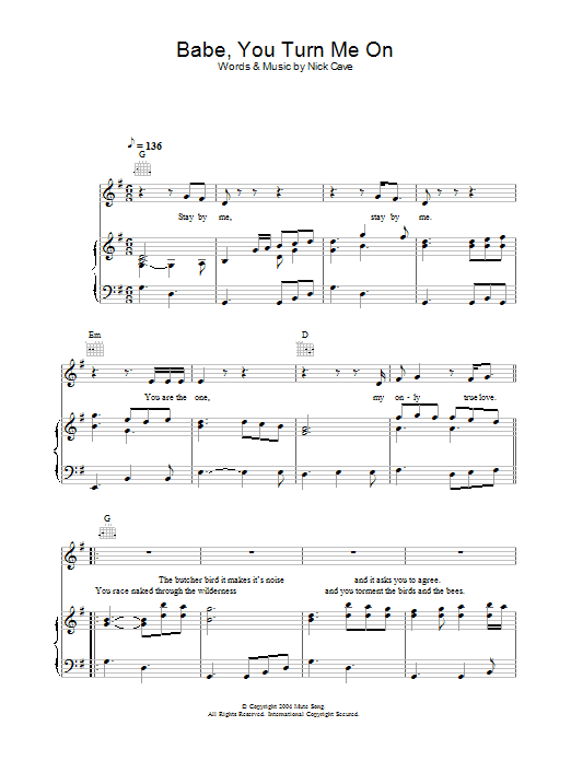 Produktgalerie: Seite 1 von 1 Babe, You Turn Me On, Nick Cave, Gesang, Gitarre, Klavier