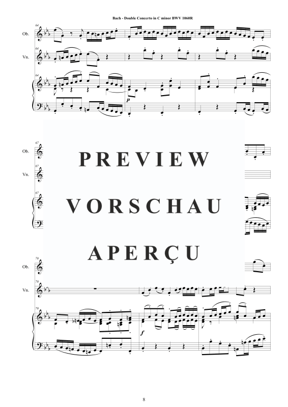 Produktgalerie: Seite 9 von 11 Doppel Konzert Oboe, Violine in C-Moll BWV 1060R, , Oboe, Violine und Klavier