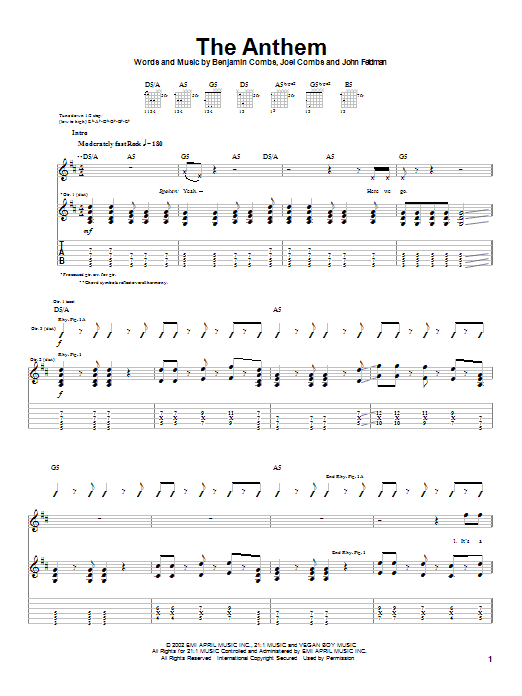 Produktgalerie: Seite 1 von 1 The Anthem, Good Charlotte, Gitarre