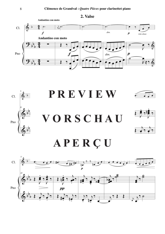 Product gallery: Page 9 of 21 Quatre Pièces , , (clarinet in Bb + piano)