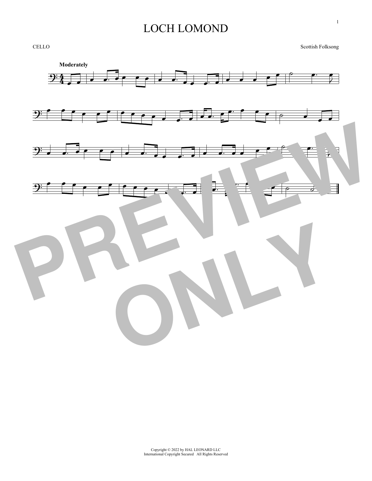 Produktgalerie: Seite 1 von 1 Loch Lomond, Scottish Folksong, Violoncello