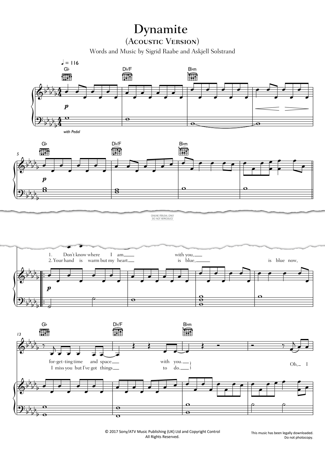 Produktgalerie: Seite 1 von 1 Dynamite, Sigrid, Gesang, Gitarre, Klavier