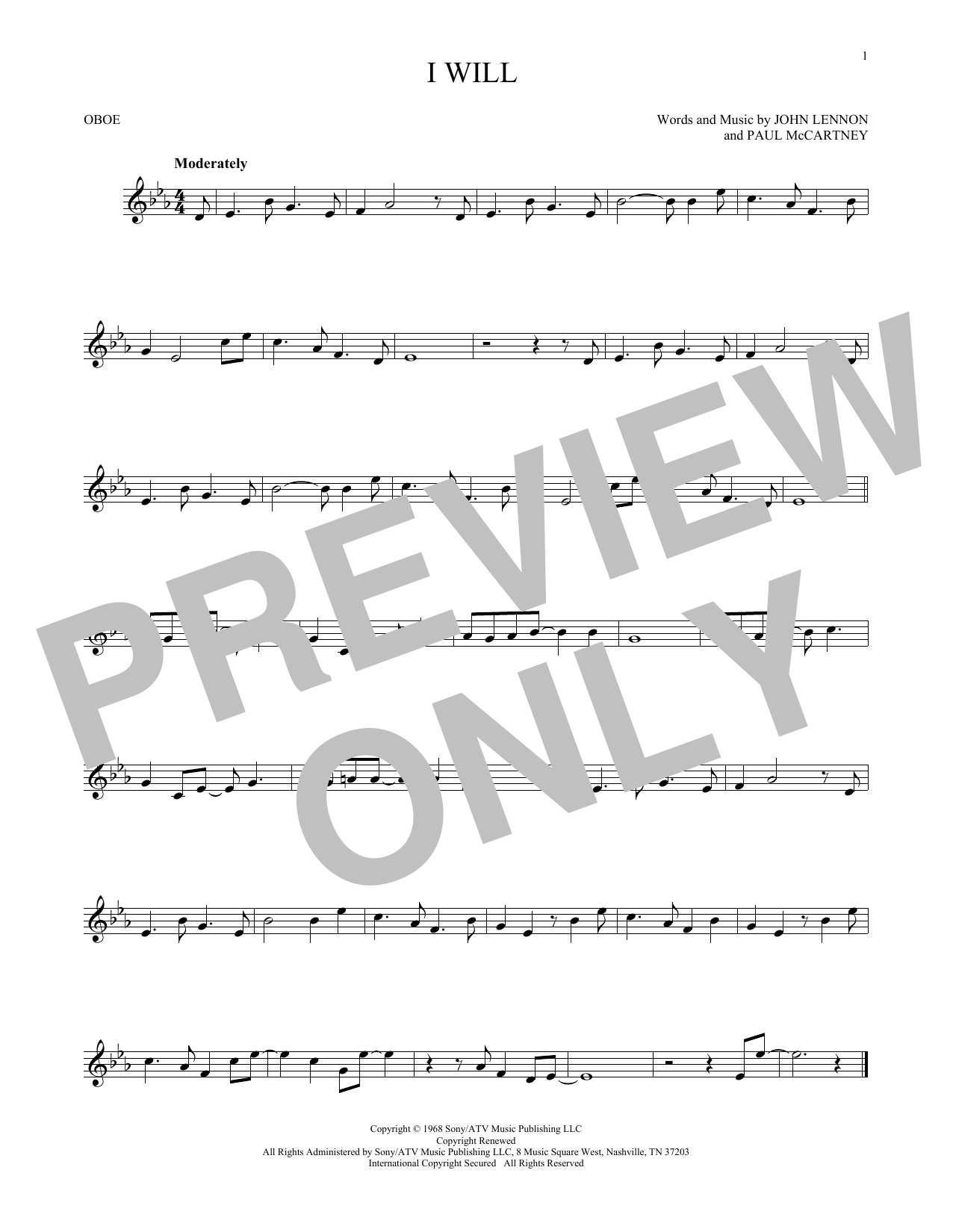 Produktgalerie: Seite 1 von 1 I Will, The Beatles, Oboe