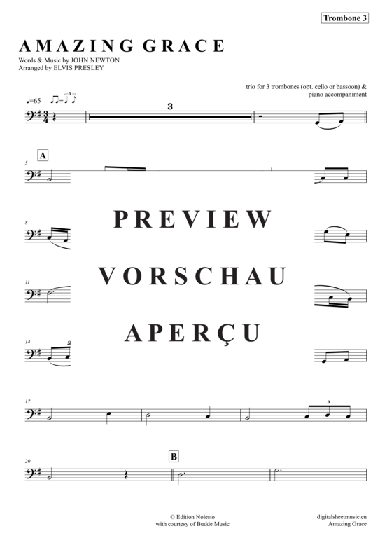 Product gallery: Page 12 of 18 Amazing Grace , Presley, Elvis, (Trombone Trio + Piano)