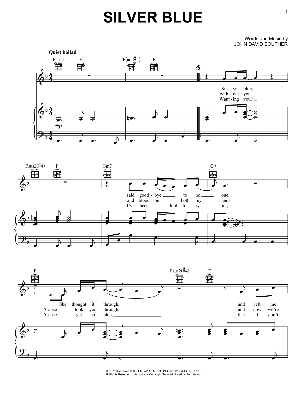 Produktgalerie: Seite 1 von 1 Silver Blue, J.D. Souther, Gesang, Gitarre, Klavier