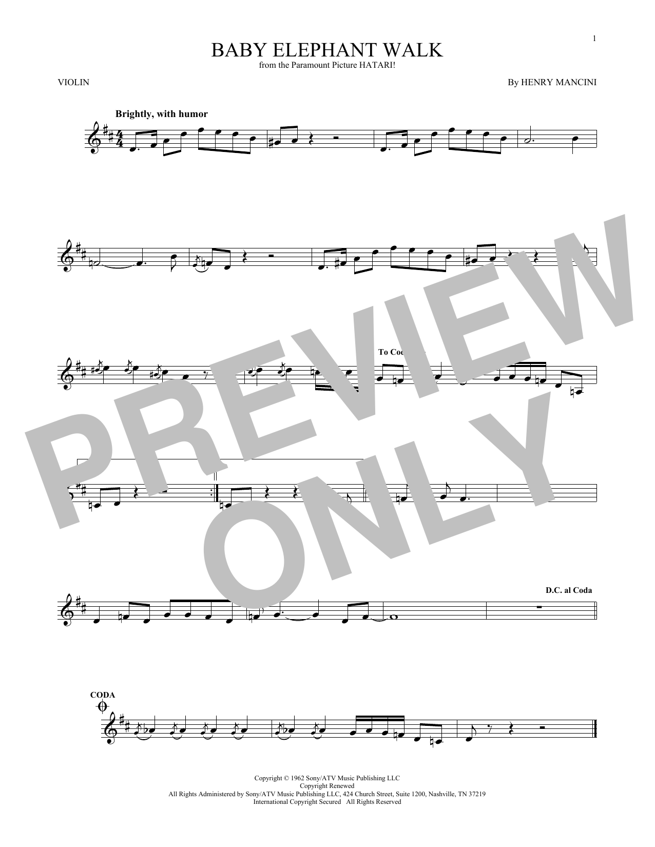 Product gallery: Page 1 of 1 Baby Elephant Walk, Henry Mancini