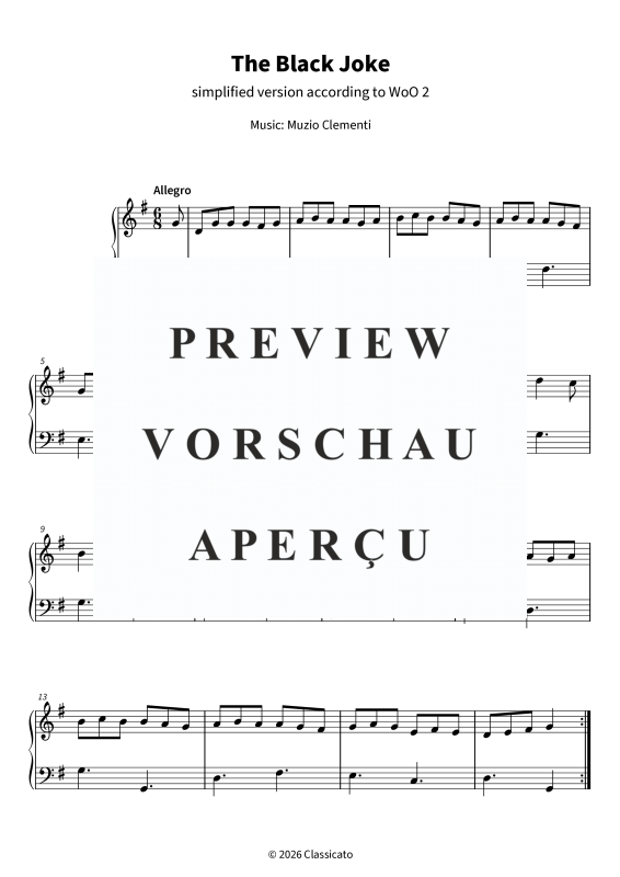 Produktgalerie: Seite 1 von 5 The Black Joke - easy - simplified version according to WoO 2, , Klavier Solo
