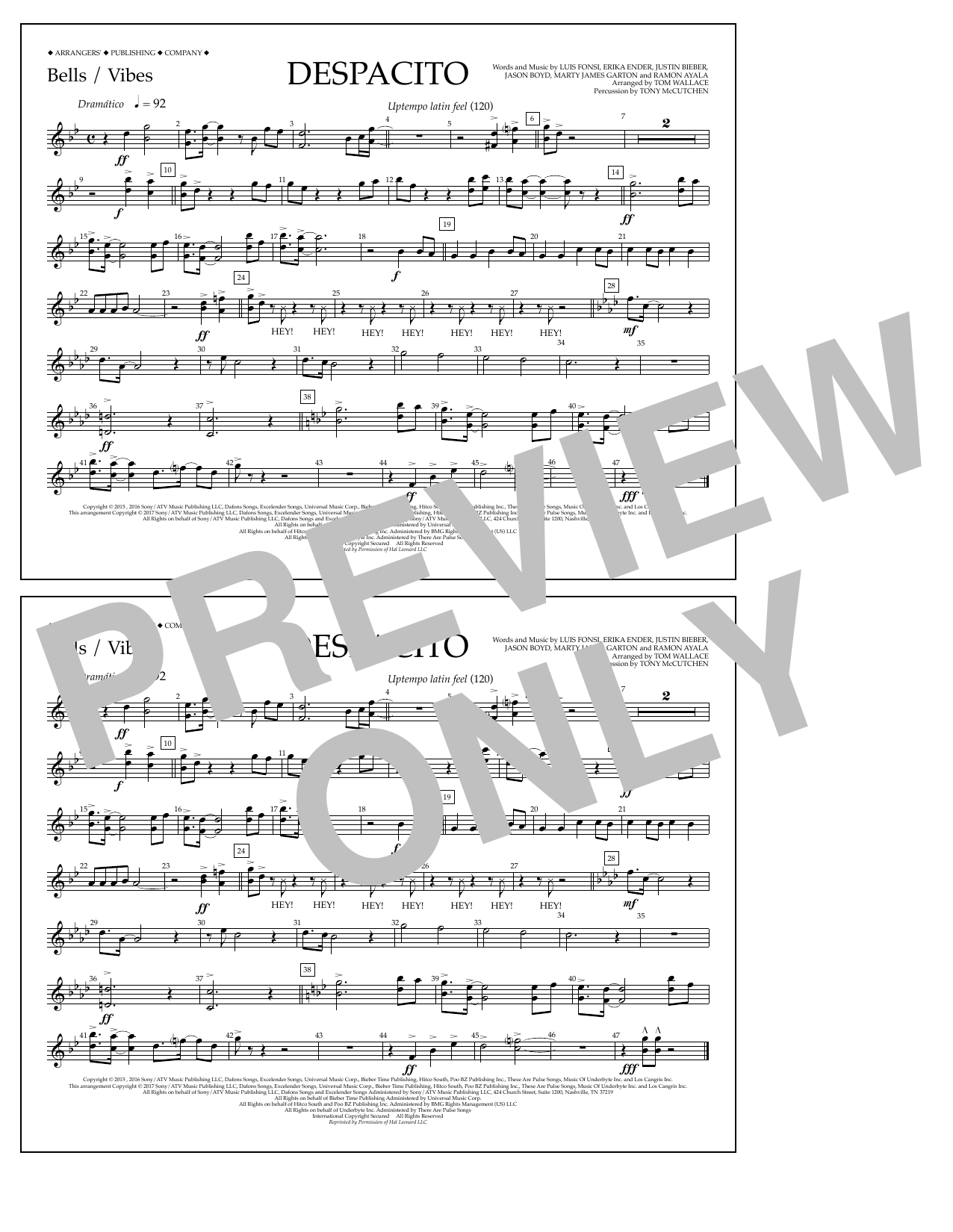 Produktbild zu: Despacito (arr. Tom Wallace) - Bells/Vibes