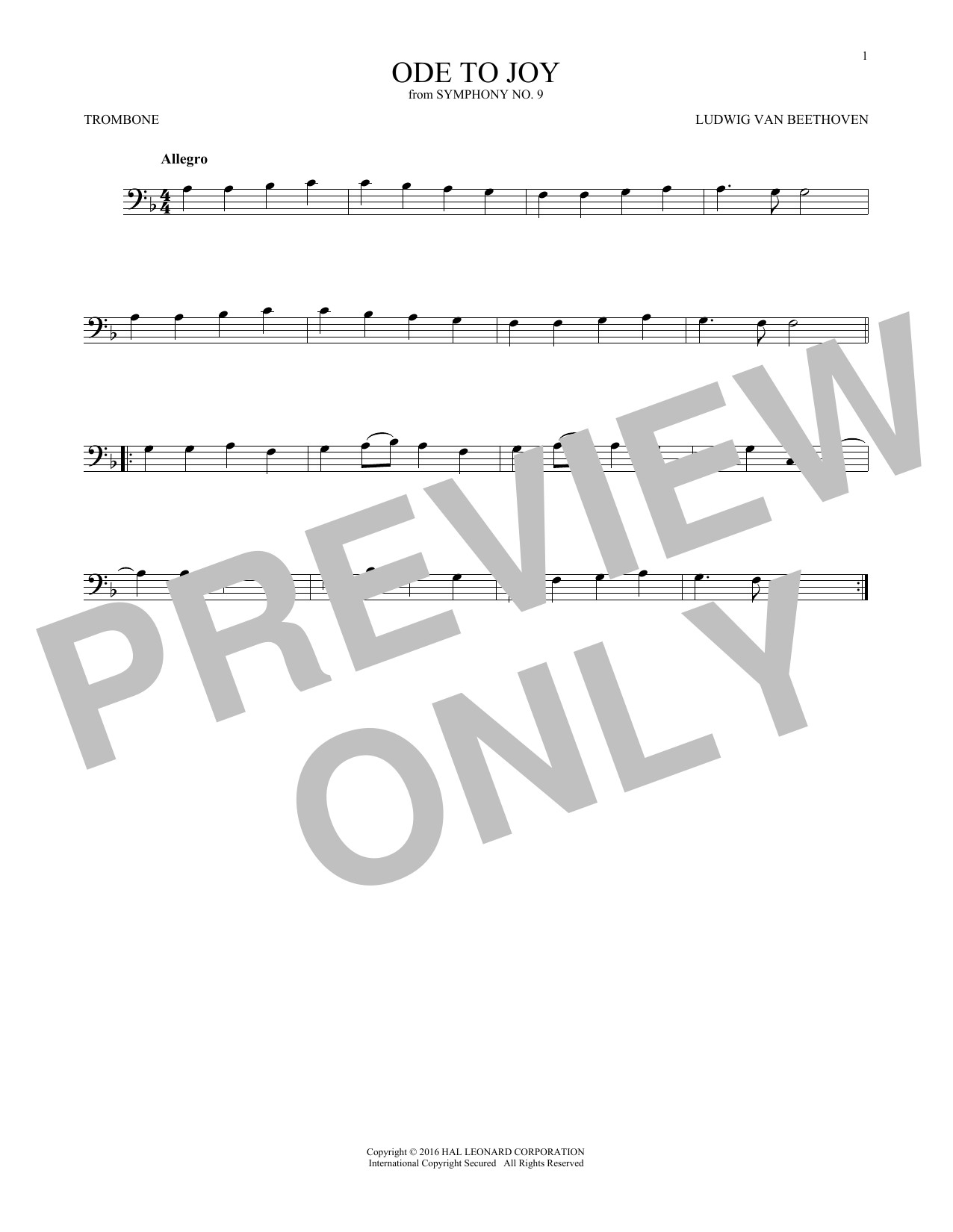Product gallery: Page 1 of 1 Ode To Joy, Ludwig Van Beethoven