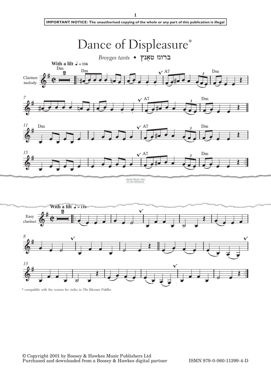 Produktgalerie: Seite 1 von 1 Dance Of Displeasure, Anon, Gitarre, Klarinette, Klavier