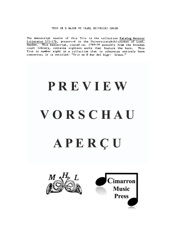 Produktgalerie: Seite 3 von 11 Trio in D-Dur, , Violine, Horn und Klavier/Cembalo BC