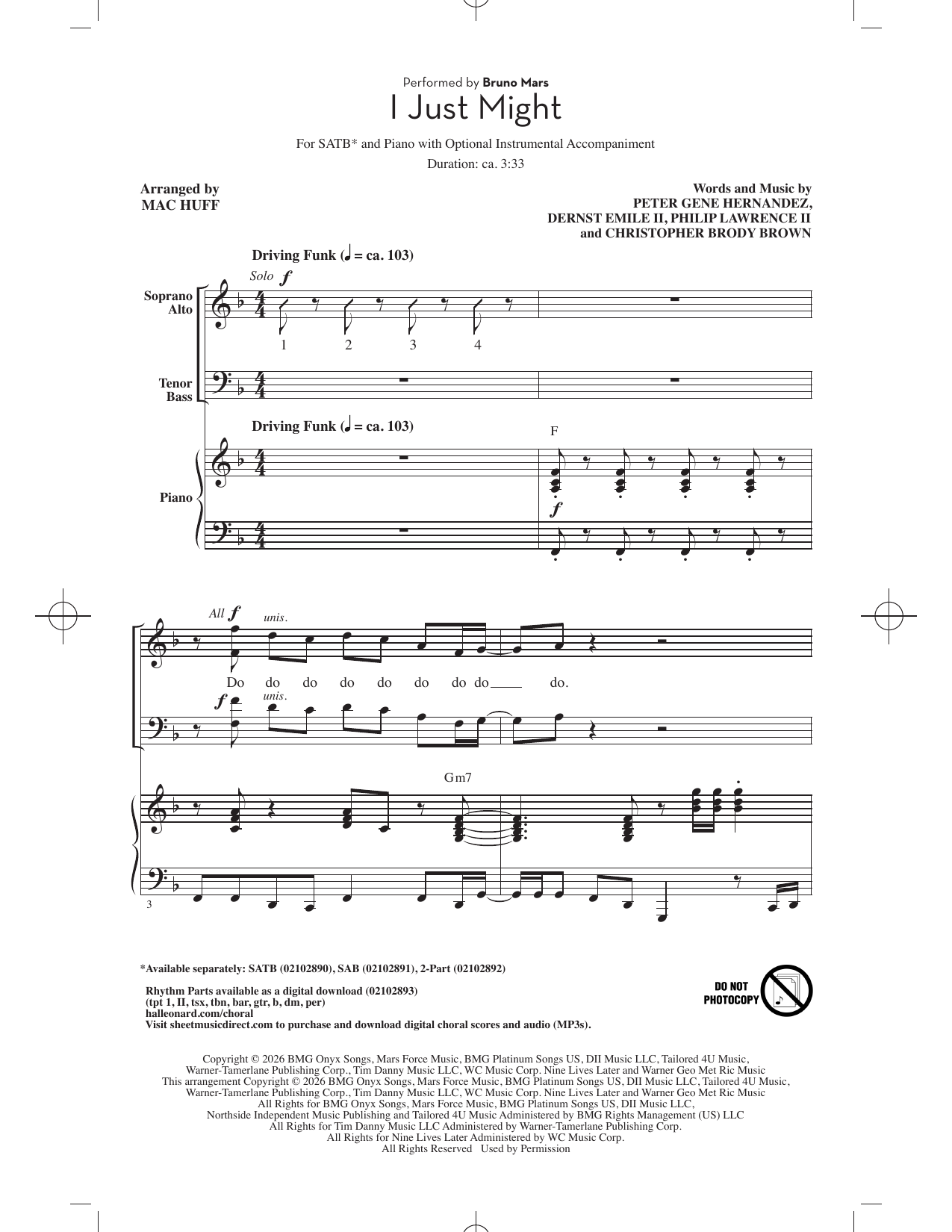 Product picture to: I Just Might (arr. Mac Huff)