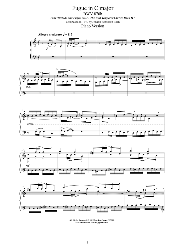 Produktbild zu: Fuge in C-Dur BWV 870bJohann Sebastian Bach