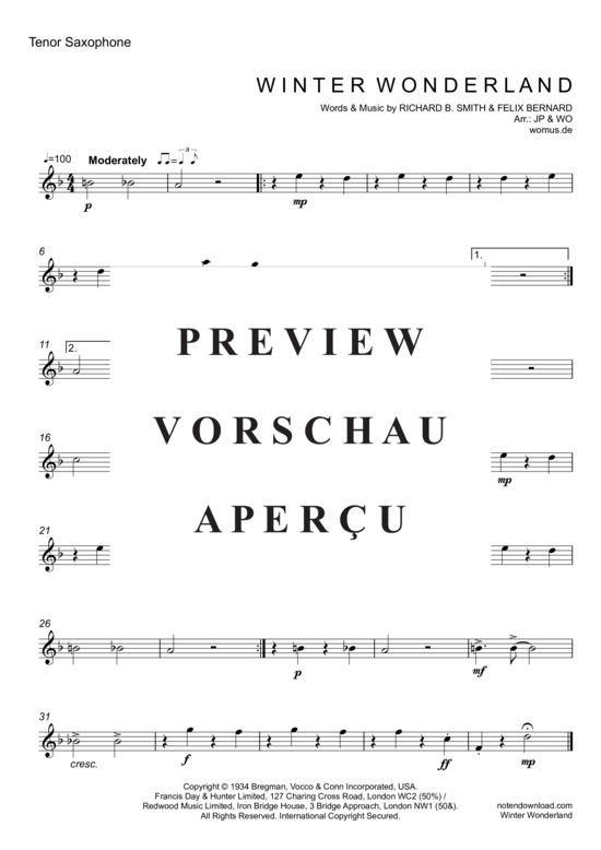 Product gallery: Page 7 of 9 Winter Wonderland (Jazz-Version)  (Saxophon Quartett A(S) , Crosby, Bing, ATB)