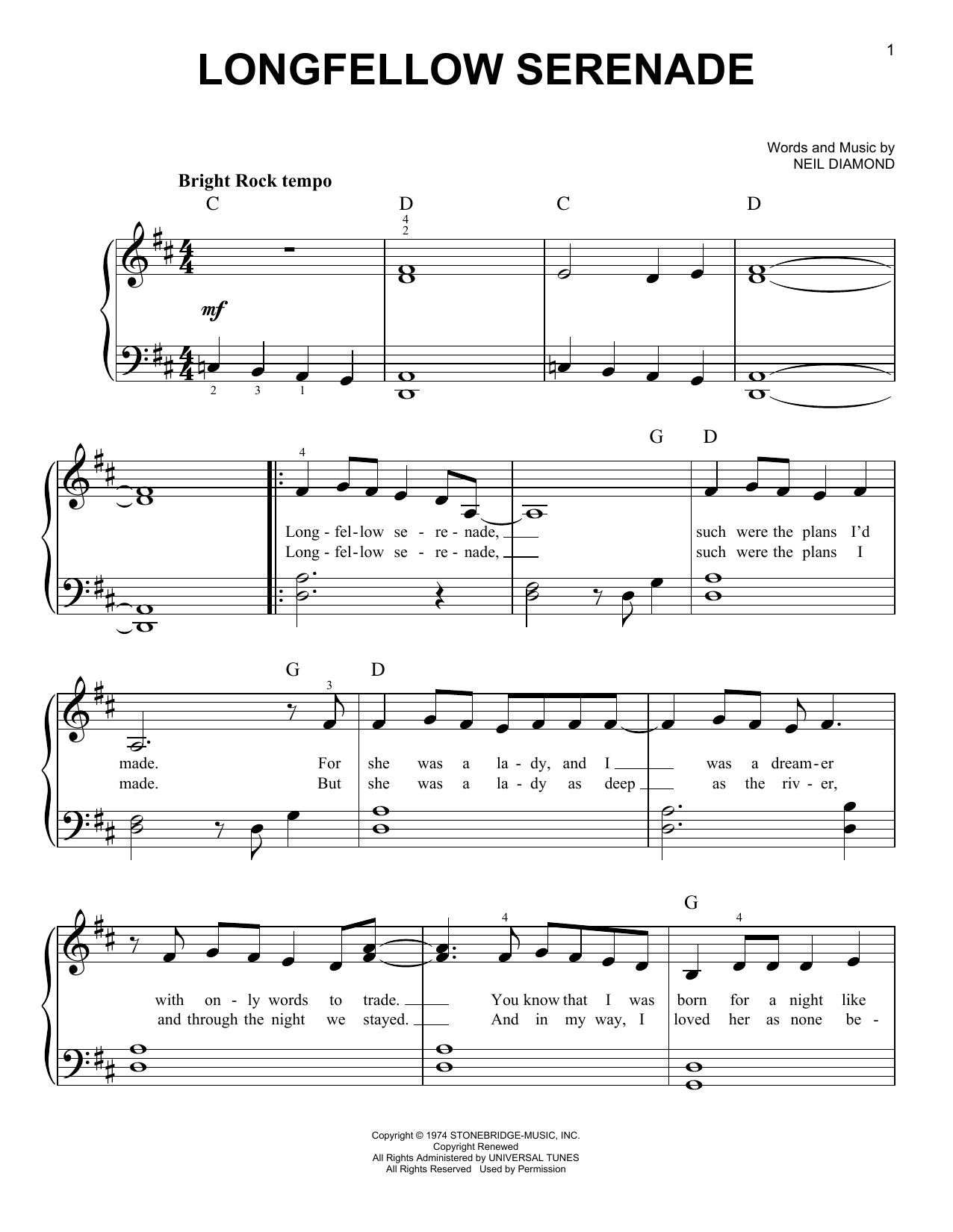 Produktgalerie: Seite 1 von 1 Longfellow Serenade, Neil Diamond, Klavier