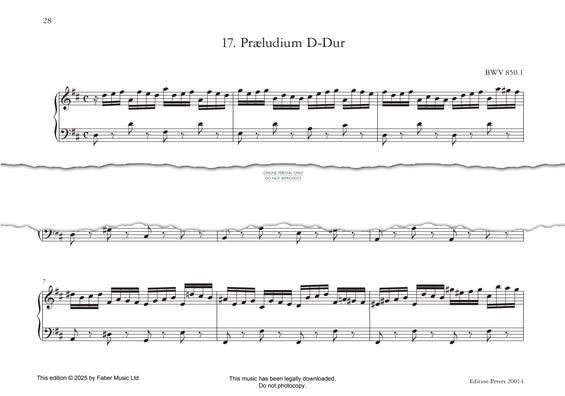Produktgalerie: Seite 1 von 1 Præludium D-Dur, D major, BWV 850.1, Johann Sebastian Bach, Klavier
