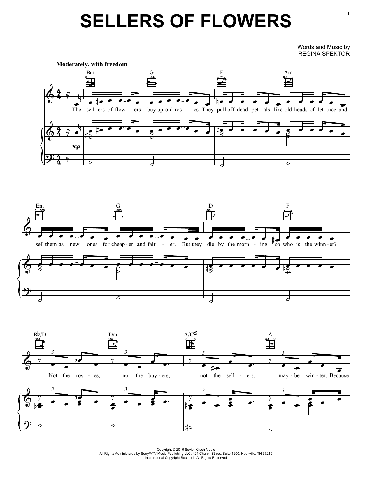 Produktgalerie: Seite 1 von 1 Sellers Of Flowers, Regina Spektor, Gesang, Gitarre, Klavier