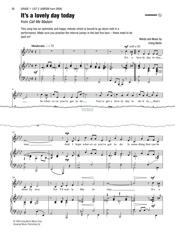 Produktgalerie: Seite 1 von 1 It's A Lovely Day Today (from "Call Me Madam"), Irving Berlin, Gesang, Klavier