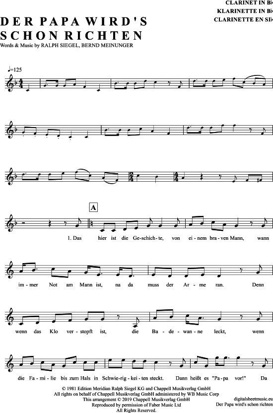 Product gallery: Page 1 of 5 Der Papa Wird´S Schon Richten , Alexander, Peter, Clarinet in B-flat