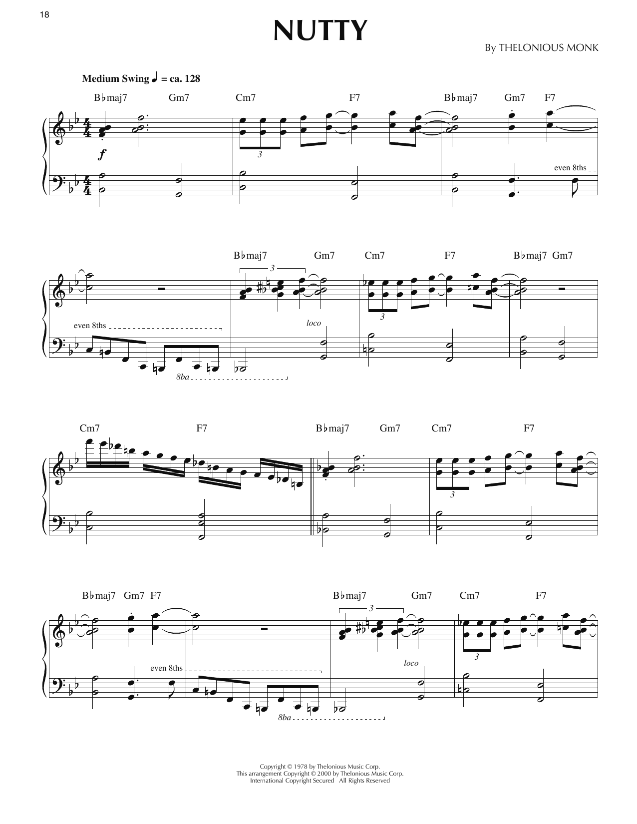 Produktgalerie: Seite 1 von 1 Nutty (arr. Ronnie Mathews), Thelonious Monk, Klavier