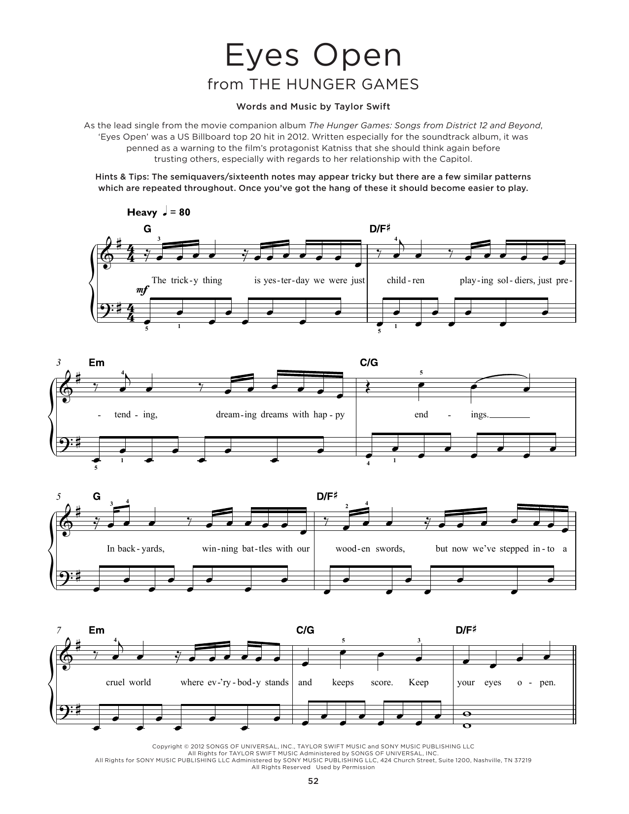 Produktbild zu: Eyes Open (from The Hunger Games)