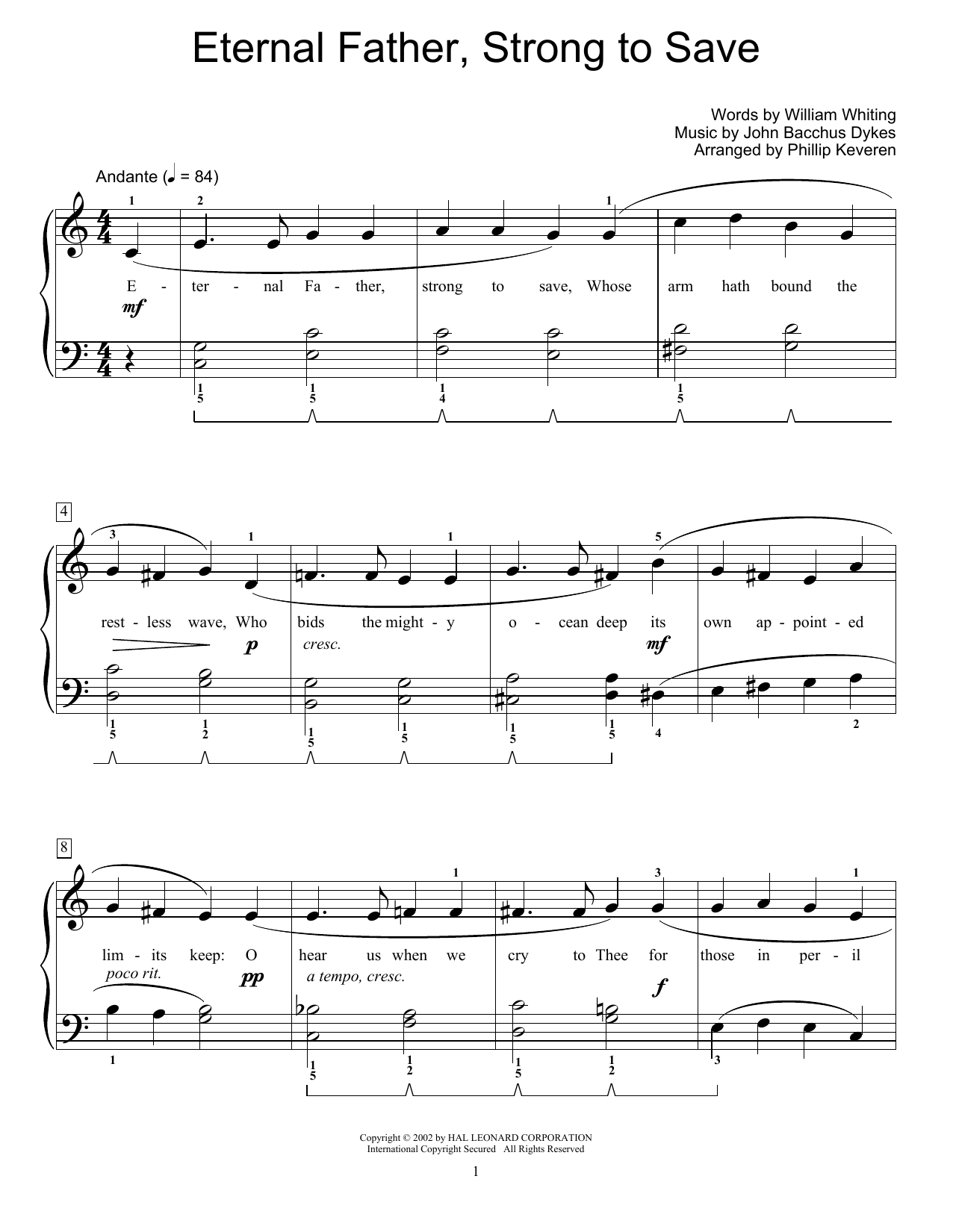 Product picture to: Eternal Father, Strong To Save (arr. Phillip Keveren)