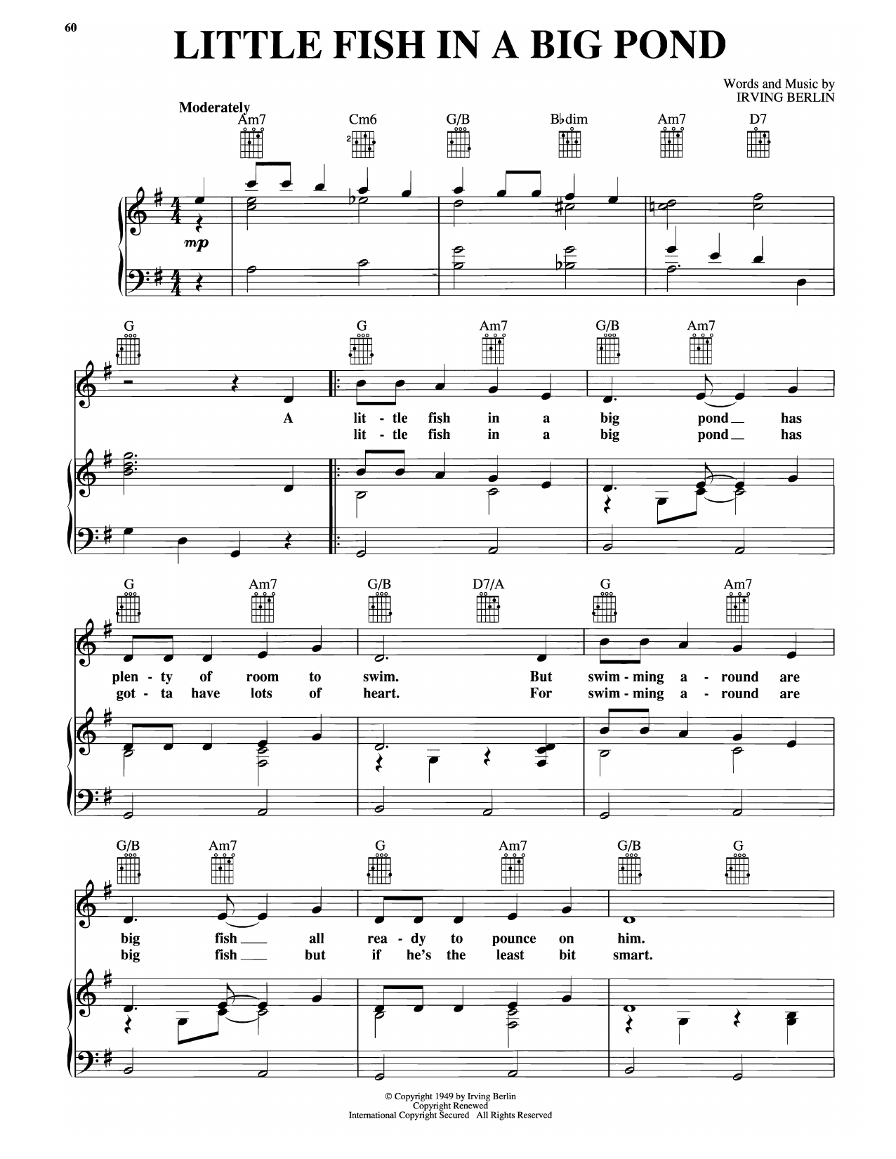 Produktgalerie: Seite 1 von 1 Little Fish In A Big Pond (from Miss Liberty), Irving Berlin, Gesang, Gitarre, Klavier