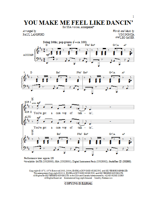 Produktgalerie: Seite 1 von 1 You Make Me Feel Like Dancing, Paul Langford, Chor