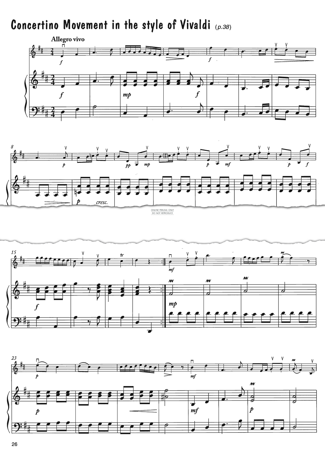 Product gallery: Page 1 of 1 Concertino Movement in the Style of Vivaldi, Mary Cohen