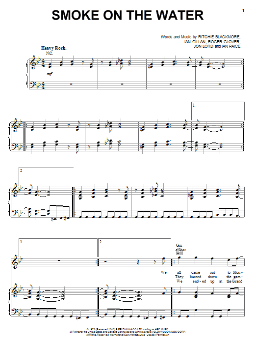 Produktgalerie: Seite 1 von 1 Smoke On The Water, Deep Purple, Gesang, Gitarre, Klavier