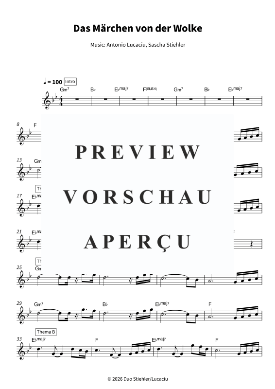 Produktgalerie: Seite 5 von 6 Das Märchen von der Wolke, Stiehler/Lucaciu, Duo, Querflöte Solo - Leadsheet