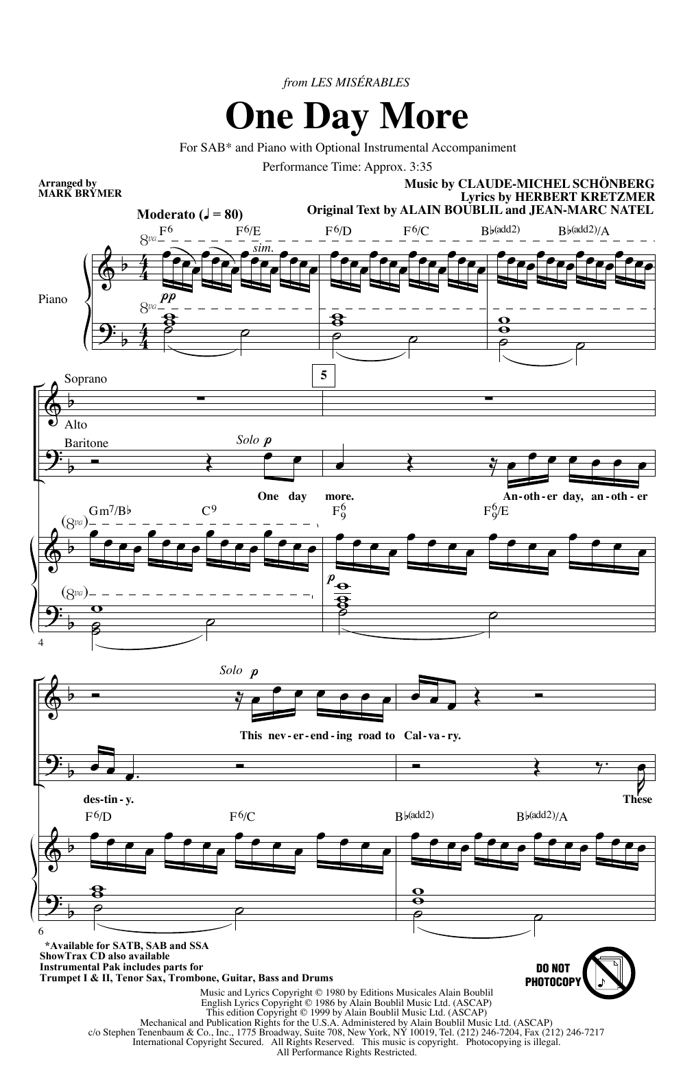 Product picture to: One Day More (from Les Miserables) (arr. Mark Brymer)