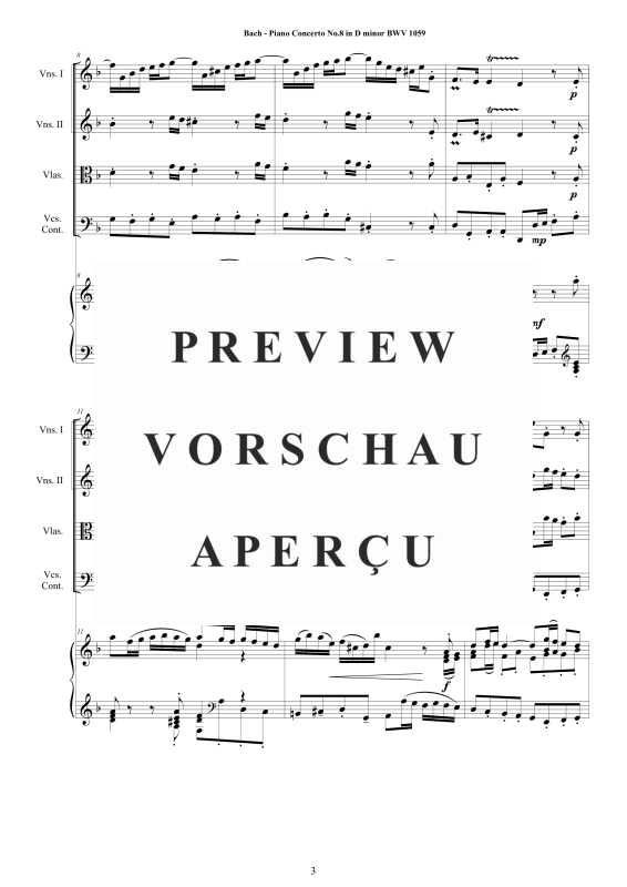 Produktgalerie: Seite 4 von 11 Klavierkonzert Nr. 8 D-Moll BWV 1059, , Klavier Solo und Streichorchester