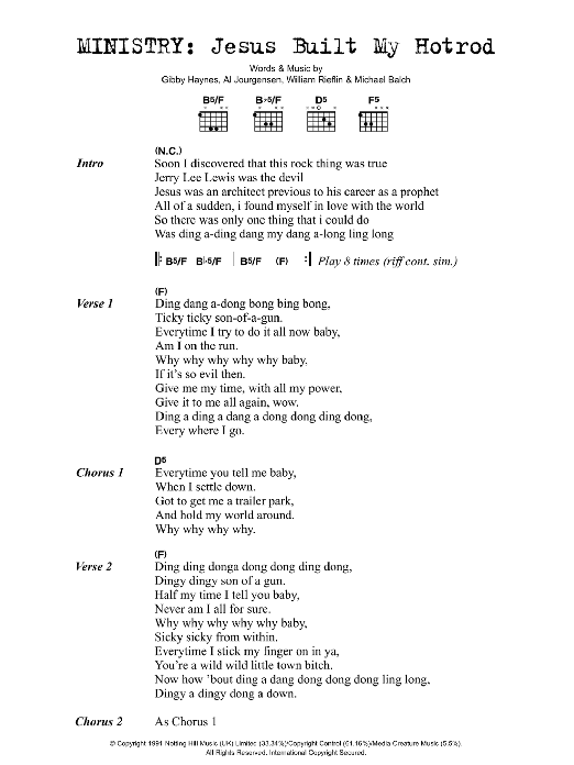 Produktgalerie: Seite 1 von 1 Jesus Built My Hotrod, Ministry, Gitarre