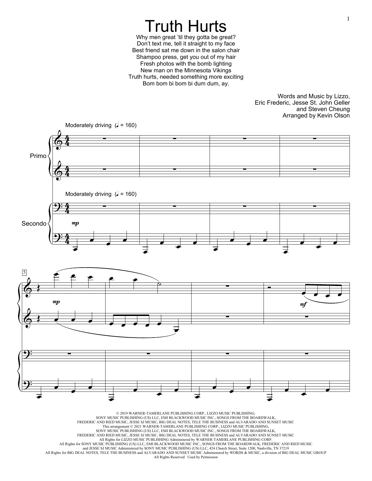 Product picture to: Truth Hurts (arr. Kevin Olson)