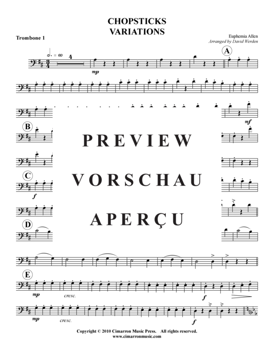 Product gallery: Page 8 of 20 Chopsticks Variations , , (Trombone Quartet)